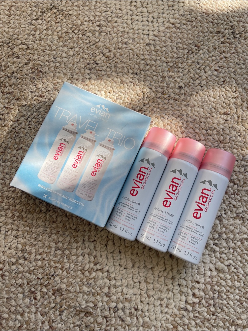 Evian Travel Trio Facial Spray Set - Pink & White - Picture 2 of 3